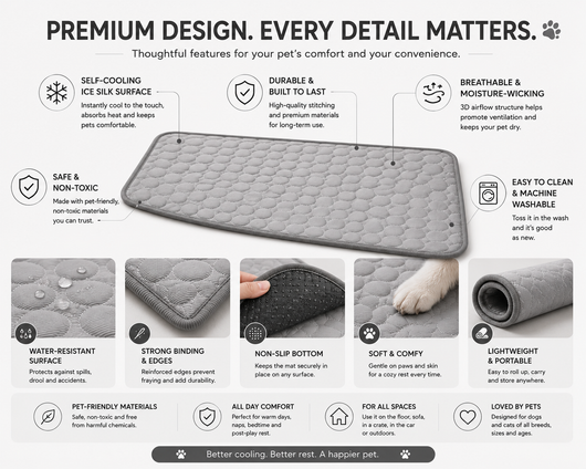 Dog Wares CryoPaw™ XL Cooling Mat.  Extra Large Dog Cooling Mat - Durable Summer Pet Bed for Dogs and Cats, Ideal for Comfort and Relaxation